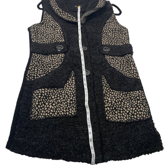 Papa textured high pile fuzzy tunic vest Wool Blend big Buttons artsy size L - Picture 10 of 11